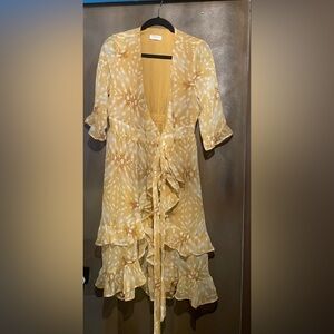 Storia Mustard Patterned Wrap Dress